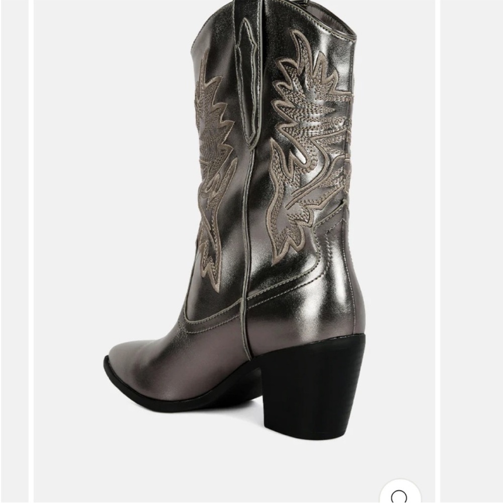 London Rag Silver Dixom Western Cowboy Boots Size 7 - Picture 5 of 13